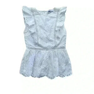 Vintage 1999 Miss Kelly Eyelet Ruffled Sleeveless Top